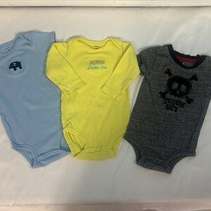 Carter's Blue, Yellow, and Gray Bodysuits Set
